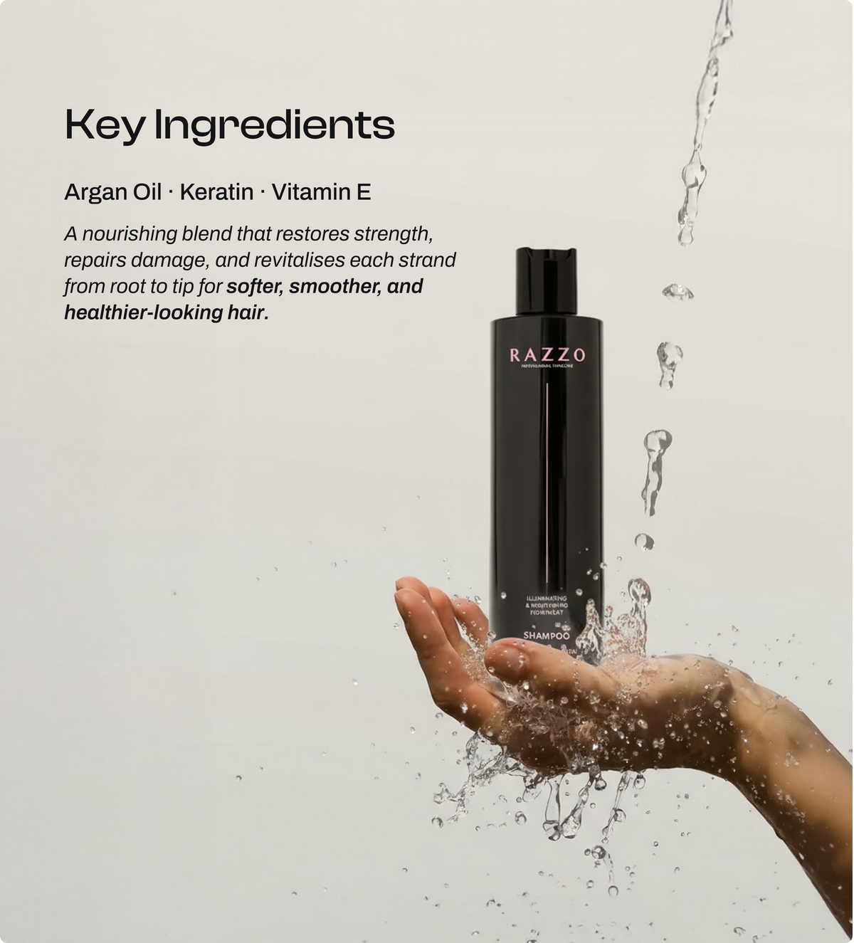 Repairing Argan Oil & Keratin Shampoo for Damaged Hair | RAZZO