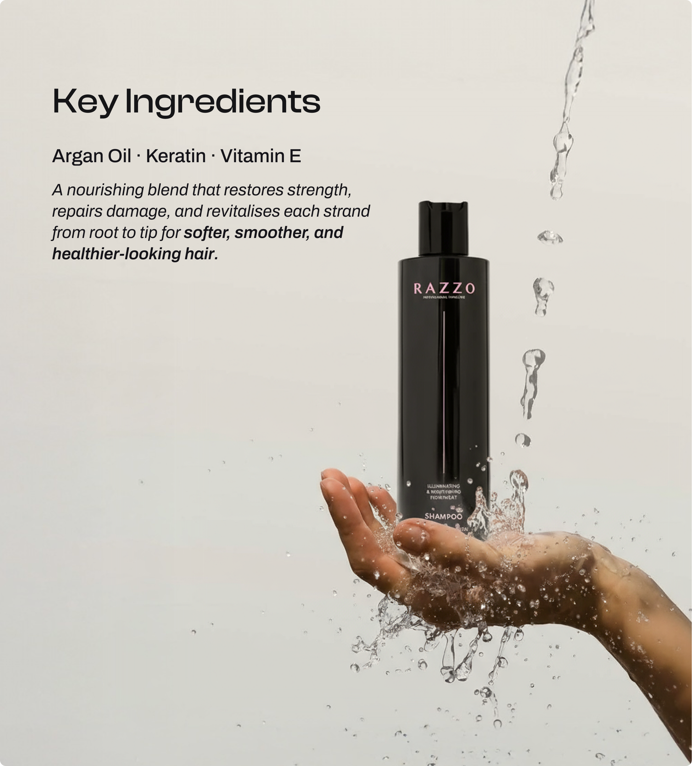 Repairing Argan Oil & Keratin Shampoo for Damaged Hair | RAZZO